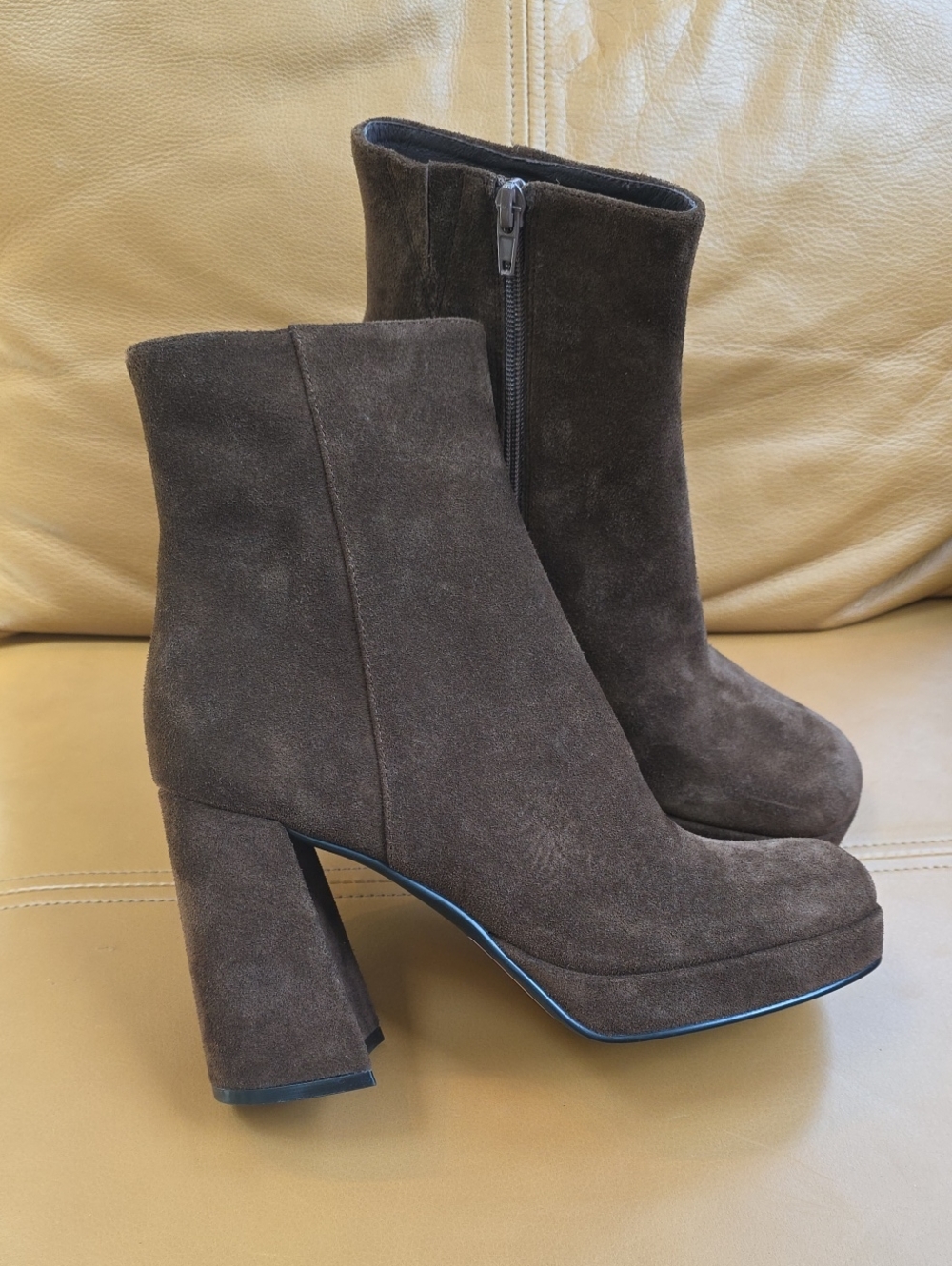 Jeffrey Campbell Dark Brown Suede Platform Ankle Boots